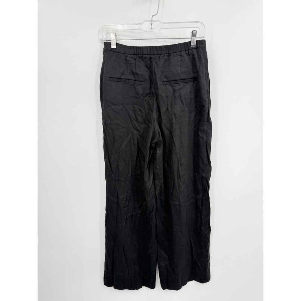 Babaton Aritzia parity Wide Leg Trousers sz 2 Black Linen Blend High Waist - Picture 3 of 10